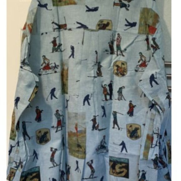 Vintage Colours Alexander Julian Golf Print Shirt Sz XL 17 17.5 Players Golfing - Picture 2 of 8